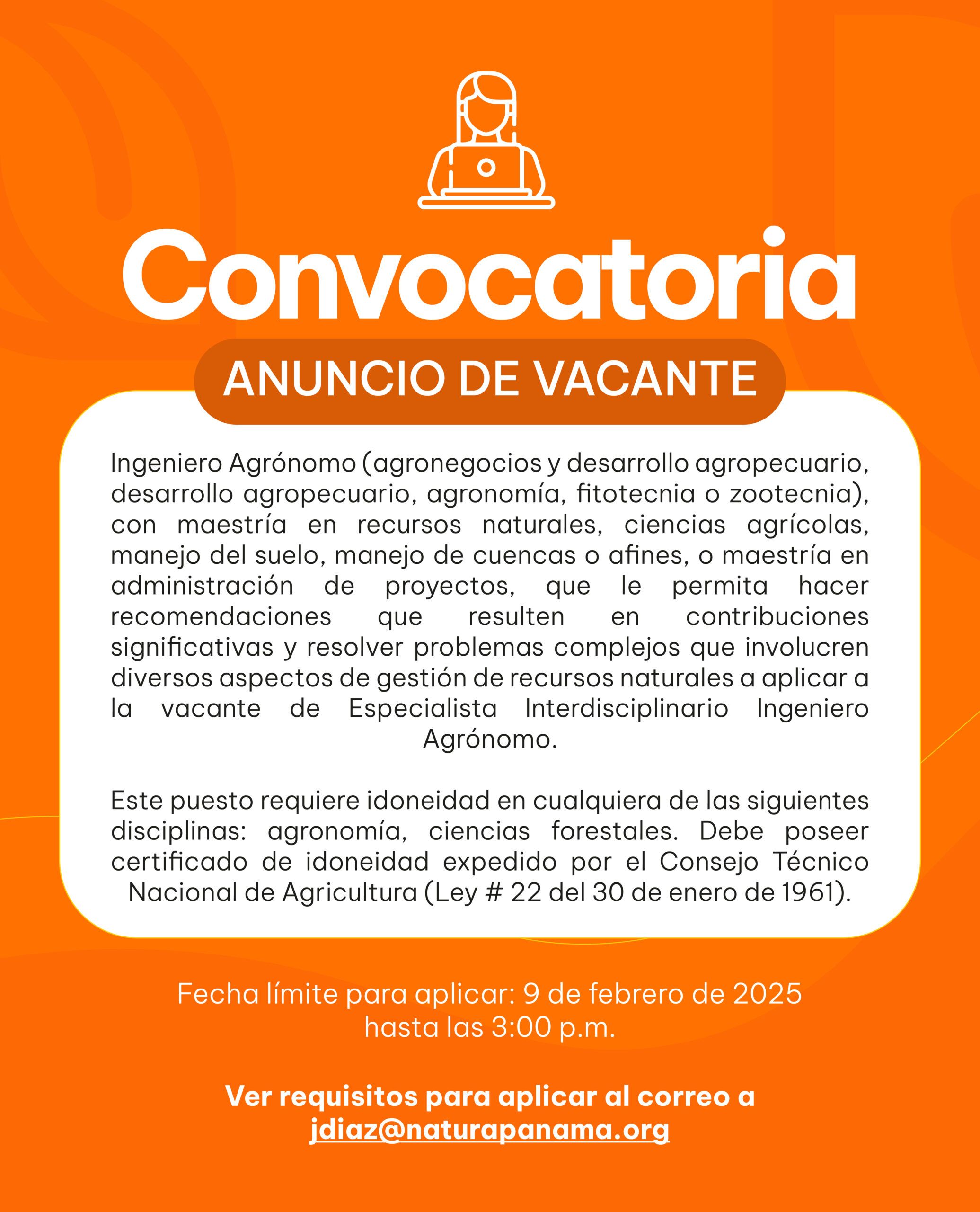 ESPECIALISTA INTERDISCIPLINARIO INGENIERO AGRÓNOMO - FN-06-2025