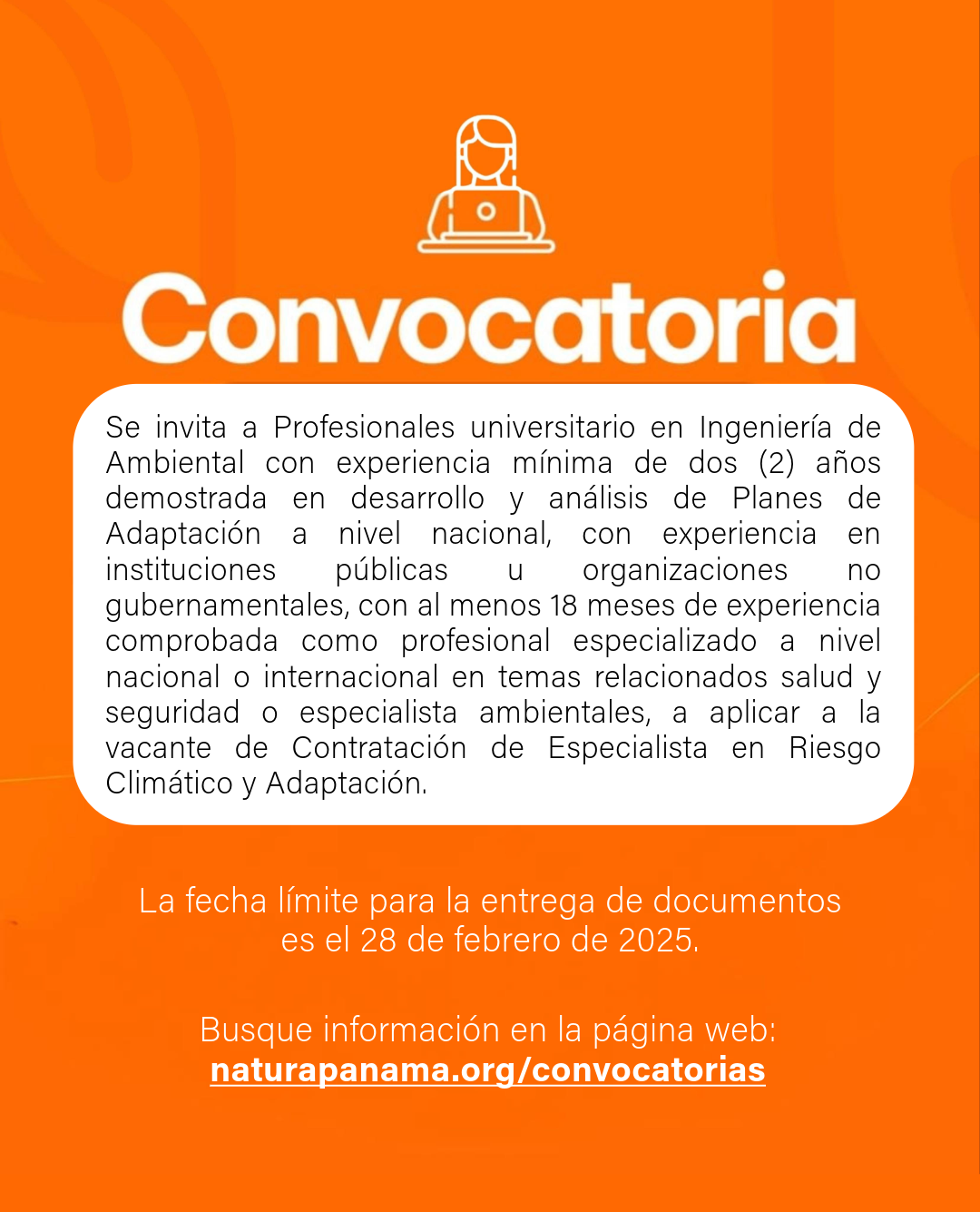 Contratación de Especialista en Riesgo Climático y Adaptación del Proyecto PNUMA-NAP-MiAMBIENTE