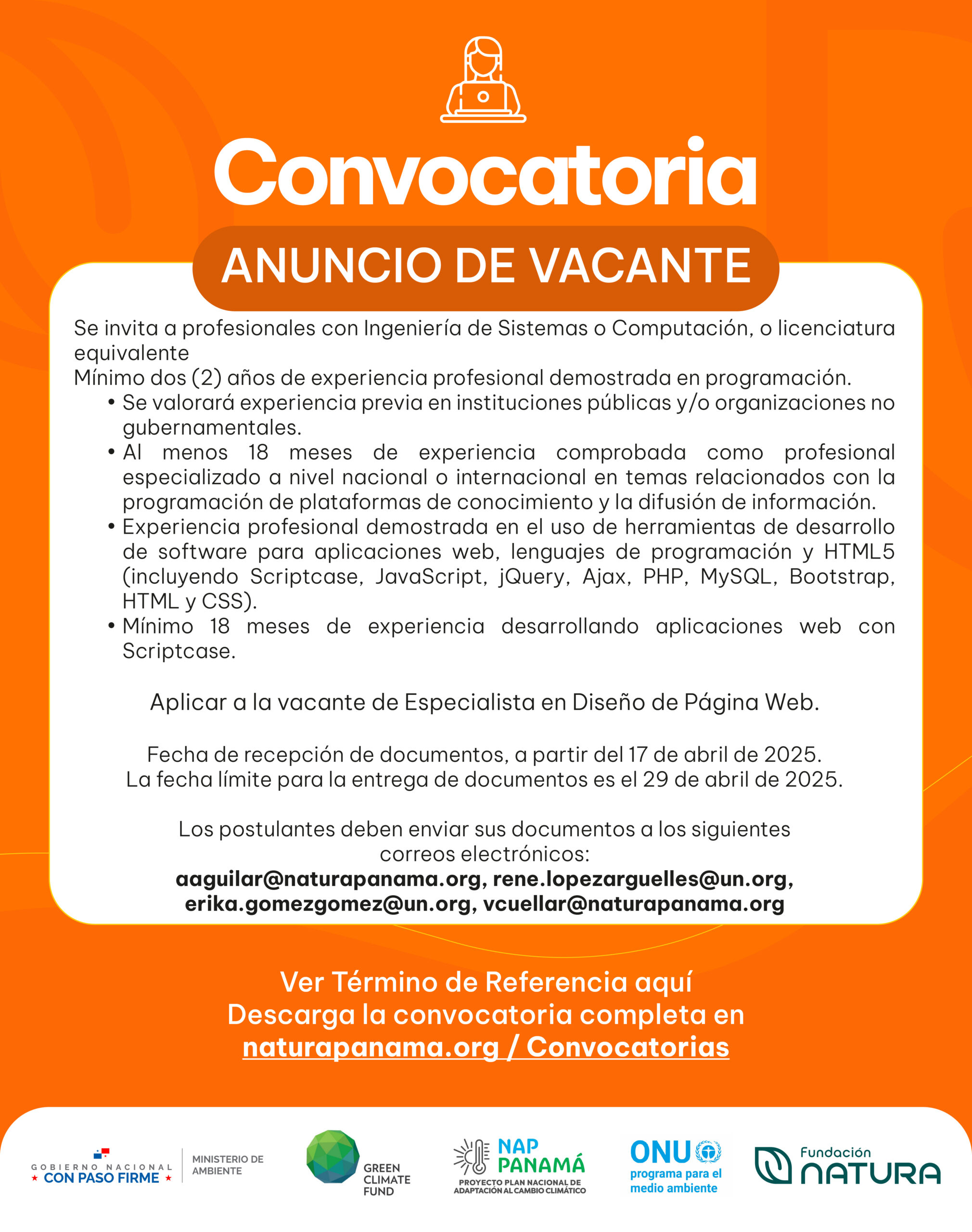 Especialista en Diseño de Página Web PNUMA-NAP-MiAMBIENTE