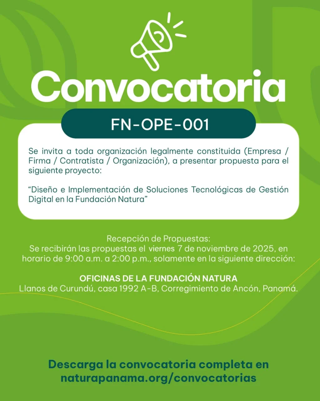 CONVOCATORIA FN-OPE-001