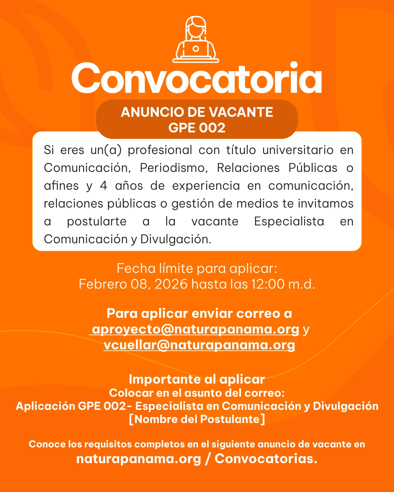 ANUNCIO DE VACANTE – GPE 002