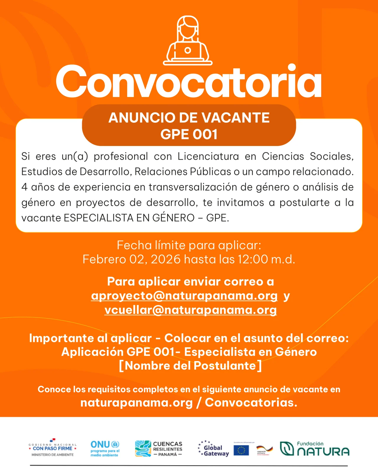 ANUNCIO DE VACANTE – GPE 001 – ESPECIALISTA EN G&Eacute;NERO
