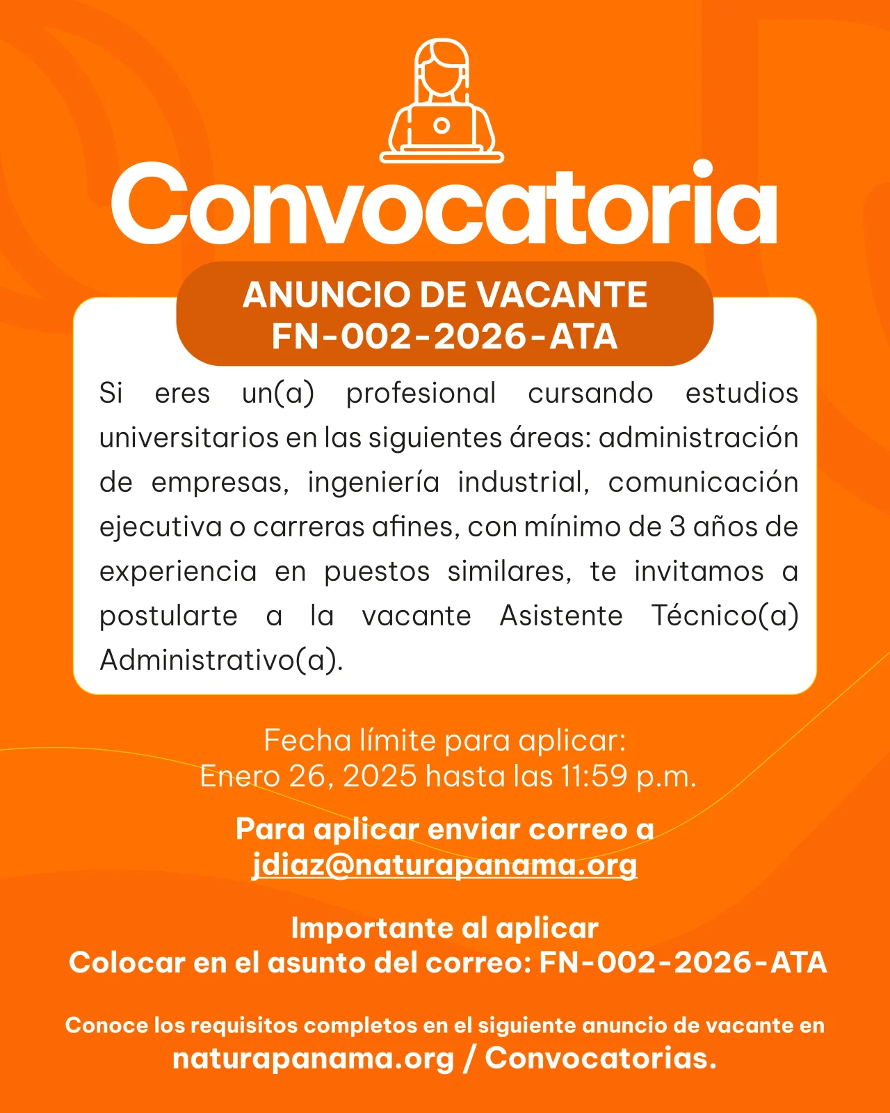 ANUNCIO DE VACANTE – FN-002-2026-ATA