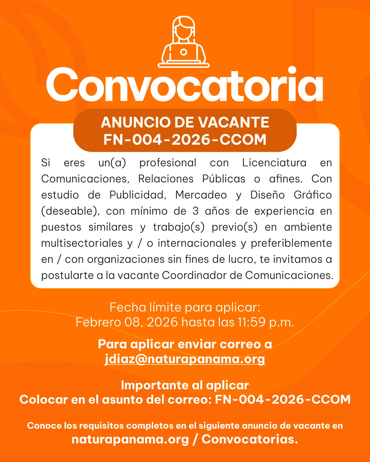 ANUNCIO DE VACANTE – FN-004-2026-CCOM