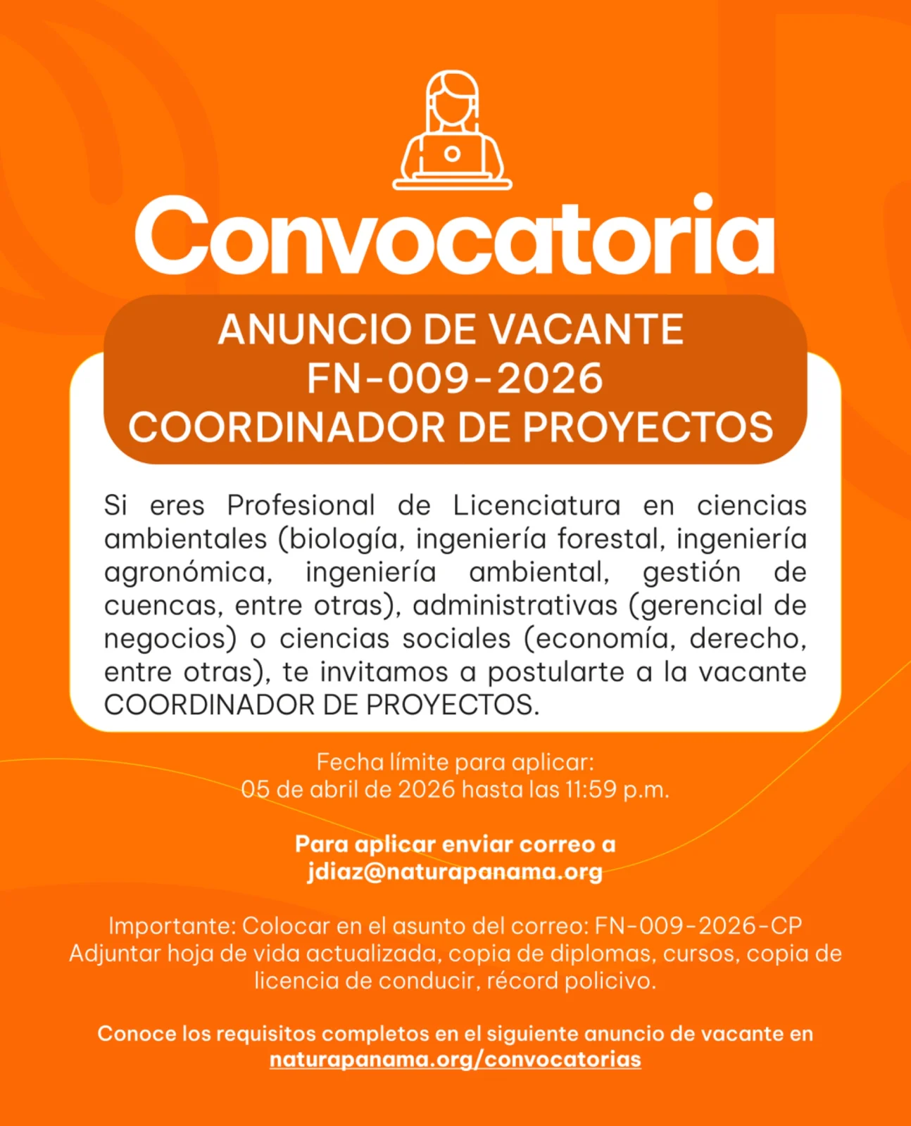 FN-009-2026 – COORDINADOR DE PROYECTOS