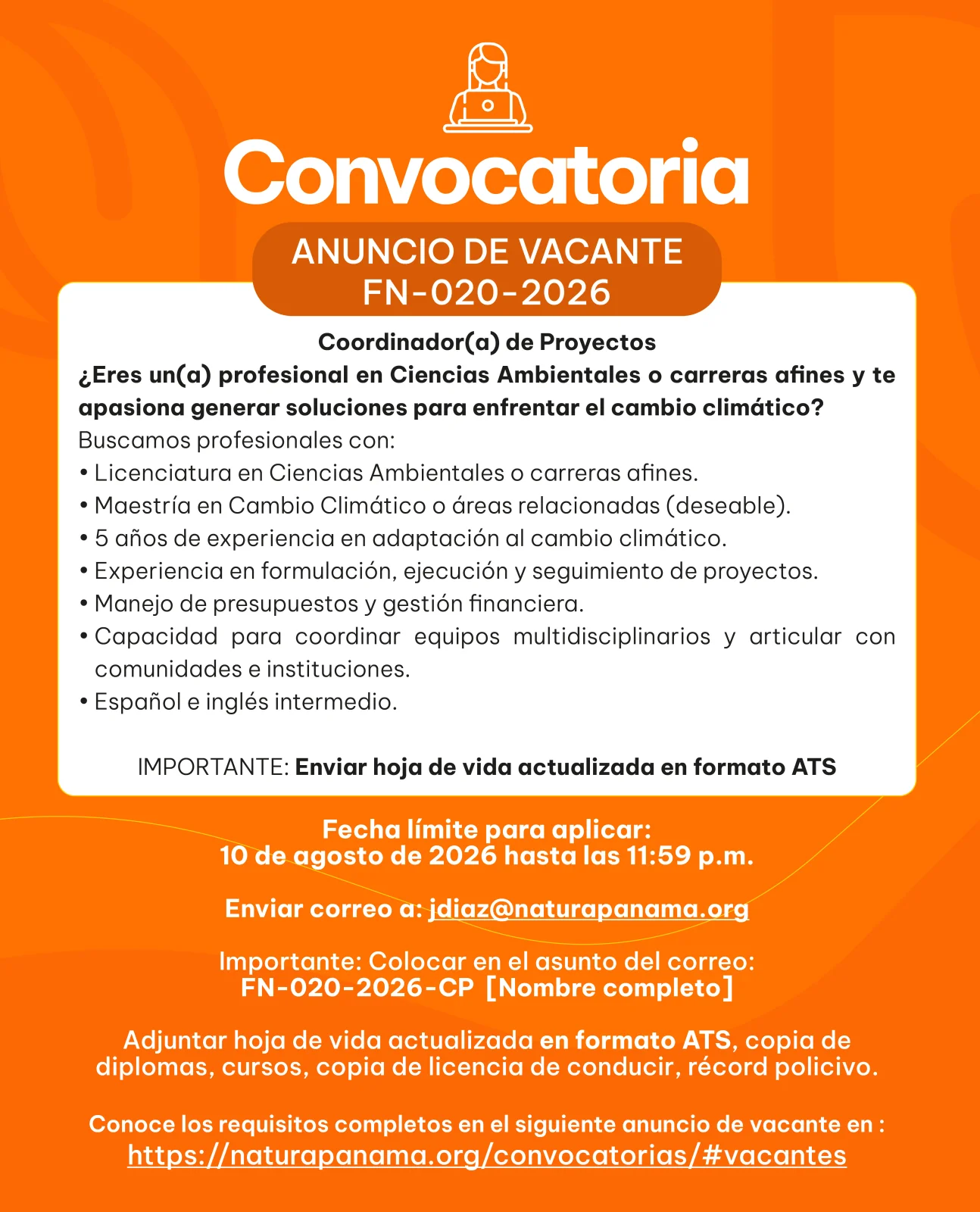 FN-020-2026 Coordinador(a) de Proyectos