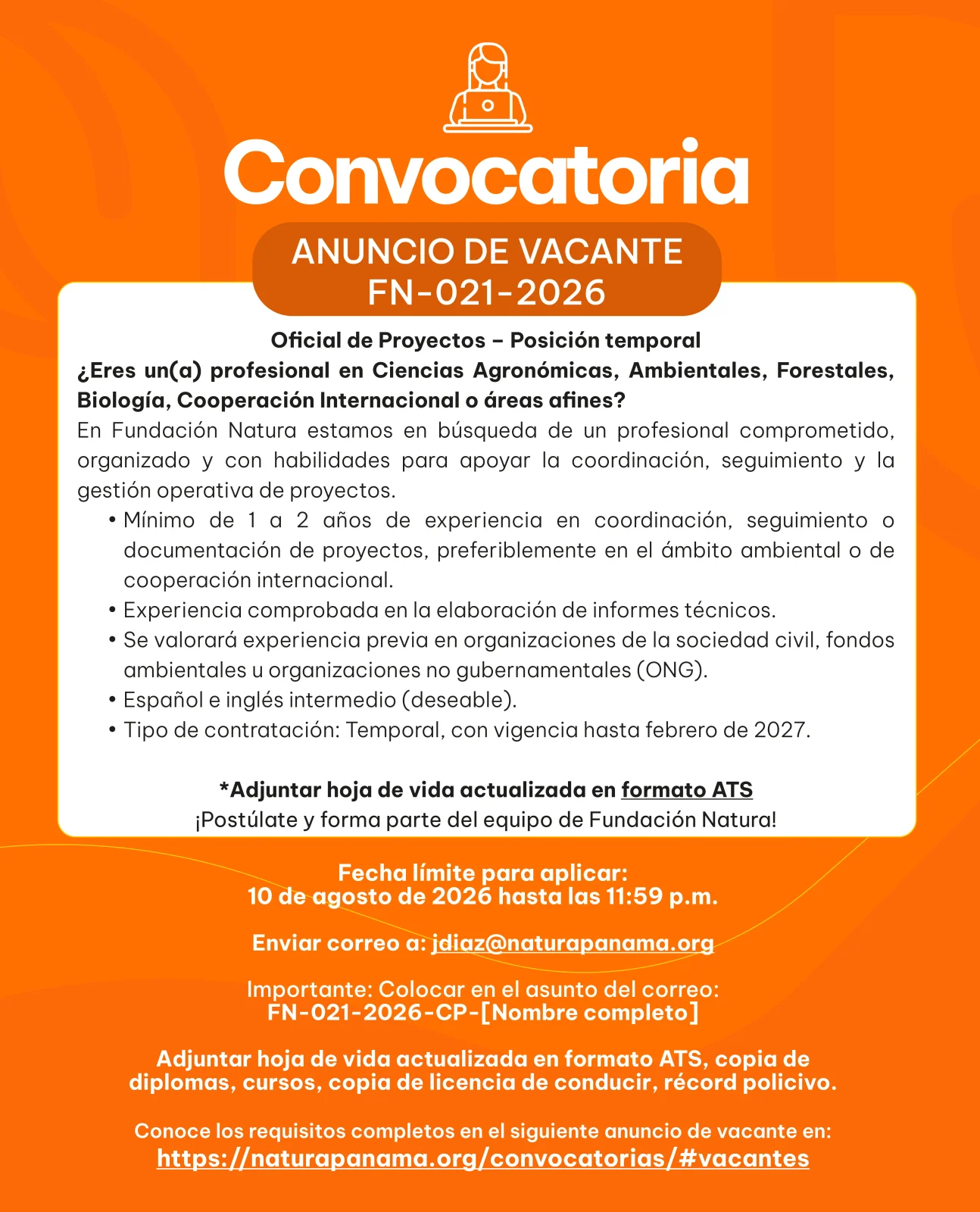 FN-021-2026 - Oficial de Proyectos – Posición temporal