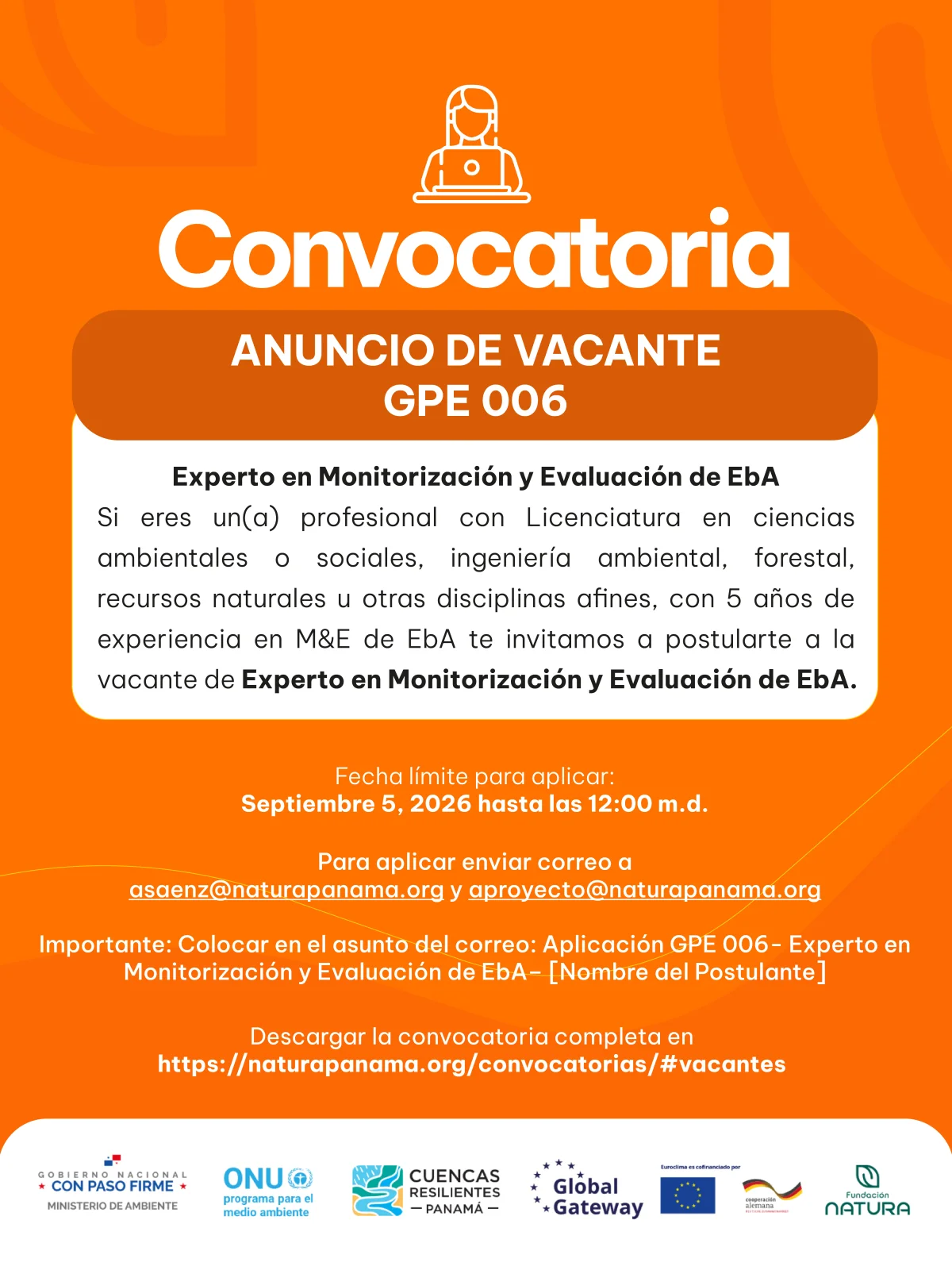 GPE 006 – Experto en Monitorización y Evaluación de EbA
