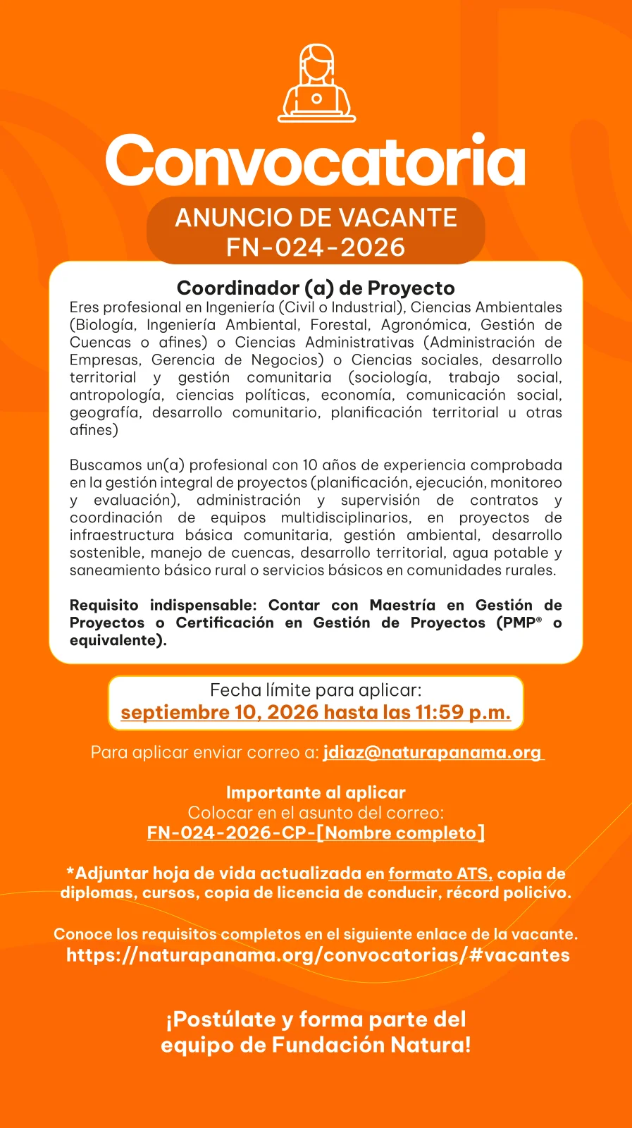 FN-024-2026 – Coordinador (a) de Proyecto