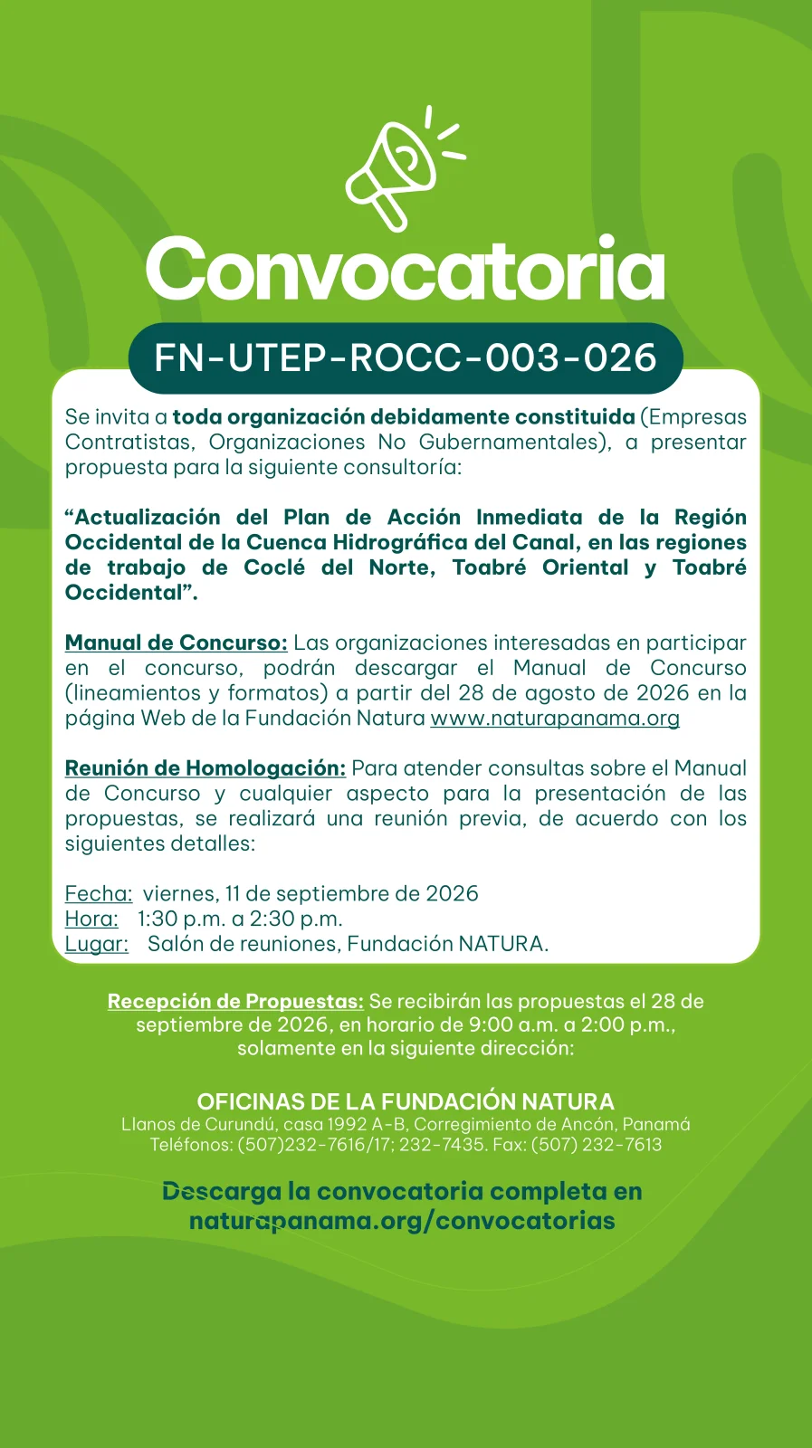 CONVOCATORIA FN-UTEP-ROCC-003-026